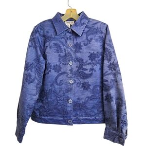 Coldwater Creek Jean Style Jacquard Embroidered Beaded Floral Paisley Jacket S